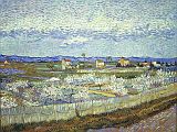 Courtauld 06 Vincent Van Gogh - Peach blossom in the Crau 6. Vincent van Gogh - Peach Blossom in the Crau, March-April 1889, 65 x 81 cm. Crau is a wide plain that lies to the north-east of Arles. Van Gogh: the big one is a poor landscape with little cottages, blue skyline of the Alpilles foothills, sky white and blue. The foreground, patches of land surrounded by cane hedges, where small peach trees are in bloom  everything is small there, the gardens, the fields, the orchards and the trees, even the mountains, as in certain Japanese landscapes, which is the reason why the subject attracted me.